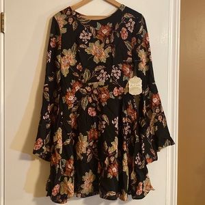 Altar’D State Longsleeve Fit & Flare Floral Dress Women Black Medium